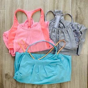 Lululemon No Limits Bundle Tanks, Grey/Marble/Pink